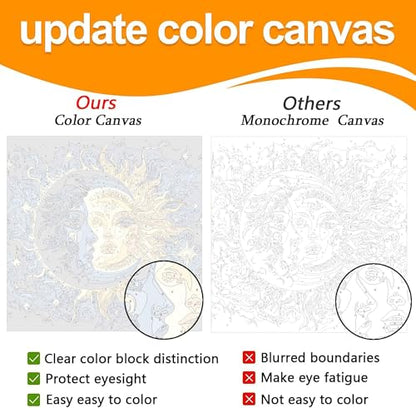 Axquilon 3 Packs Sun and Moon Paint by Numbers Kit for Adults 12x12in - color: 3 Pack Sun Moon