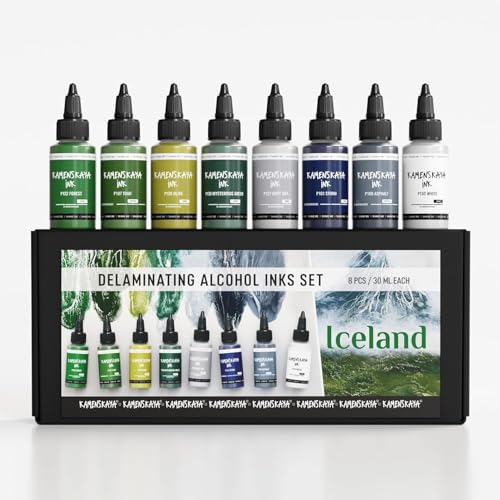 KAMENSKAYA Delaminating Alcohol Ink Set 'Iceland', 8 x 1 fl oz - color: Iceland