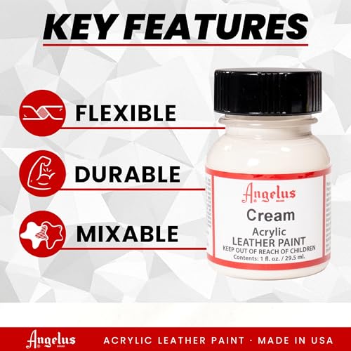 Angelus Acrylic Leather Paint 1 oz Cream - color: Cream, size: 1 Fl Oz (Pack of 1)