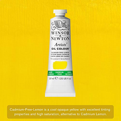 Winsor & Newton Artists' Oil Paint, 37ml Tube, Cadmium-Free Lemon | Formulated with the finest pigments with excellent tinting strength; use thickly or thin to a very fine glaze. - color: Cadmium-free Lemon, style: 1.25-oz Tube