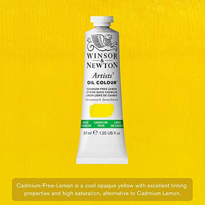 Winsor & Newton Artists' Oil Paint, 37ml Tube, Cadmium-Free Lemon | Formulated with the finest pigments with excellent tinting strength; use thickly or thin to a very fine glaze. - color: Cadmium-free Lemon, style: 1.25-oz Tube