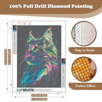 Xoaoes Cat Diamond Art Kits for Adults, Animals 5D Diamond Painting Kits - color: CM037