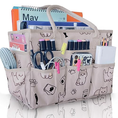Cupohus Art Organizer Craft Storage Tote Bag with Pockets and Handles Pet - color: Pet Prints