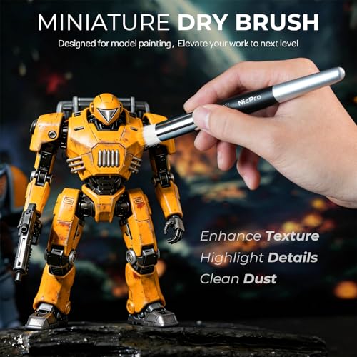 Nicpro Miniature Paint Brushes Drybrush - 21PCS Model Paint Brush Set | for Acrylic Oil Watercolor, Detail Paint Brush Dry Brush for Model, Miniature Painting, Paint by Numbers - with Container - style: 21 Pack (Detail+Drybrush)