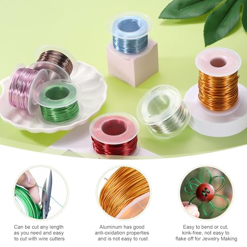 HARFINGTON 20 Gauge Aluminum Craft Wire 0.8mm 98.5ft Flexible Bendable Anodized Metal Jewelry Sculpting Wire for Jewelry Making Modelling Craft DIY, Rose Red - color: Rose Red, size: 30M x 0.8mm