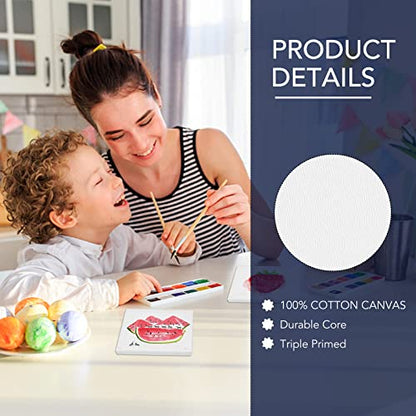 ESRICH Mini Stretched Canvas 12 Pack 4x4inch, 2/5''Profile Art Primed Canvases for Painting, 100% Cotton Small Professional Stretched Canvas for Kids and Art Supplies,for Acrylics,Oils&Other Painting. - style: 12 Packs Stretched Canvas - 4*4in