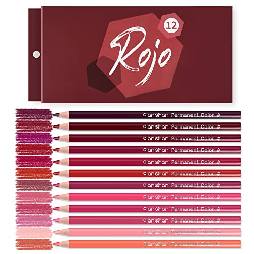 12 Red Colored Pencils Oil Based, Pre-sharpened Wooden Color Pencils Set | No Duplicates Drawing Pencils, Adults Coloring Books Drawing Sketching, Sketch Pencils Art Supplies - color: 12 red pencils