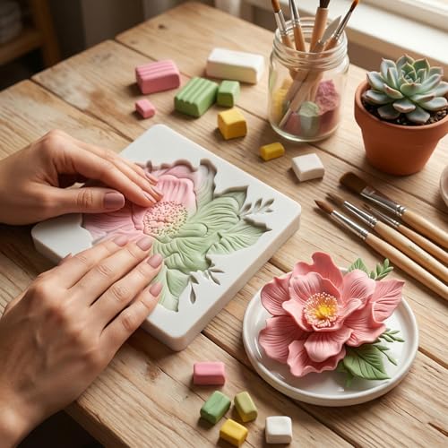 Peony Flower Polymer Clay Mold Flower Silicone Molds - color: Style Z