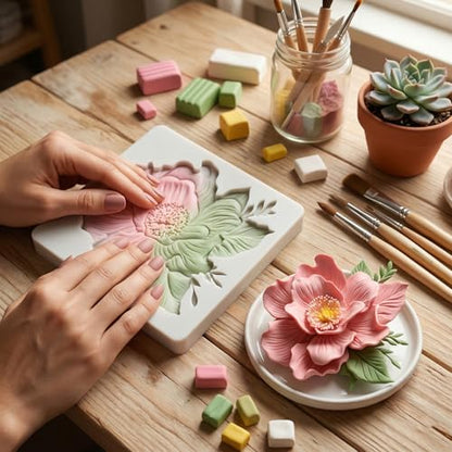 Peony Flower Polymer Clay Mold Flower Silicone Molds - color: Style Z