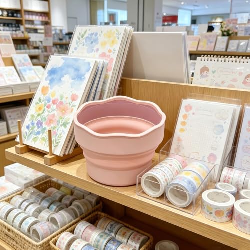 2Pcs Painting Water Cup, Silicone Collapsible Paint Brush Water Cup, 3.81x3.81in Collapsible Brush Washer Cups, Portable Painting Pen Washing Bucket for Cleaning Brushes