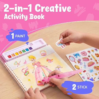 JoyCat Mix & Match Paint with Water Coloring Books with Stickers (Princess) - style: Princess