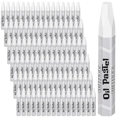 96 Pcs White Soft Oil Pastels Bulk Artists White Oil Crayons Single Color Hexagonal Creamy Pastel for Artists Beginners Painting Drawing Relaxing Blending Graffiti Gallery - color: White