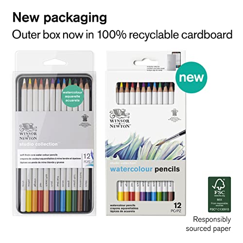 Winsor & Newton Studio Collection, Watercolor Pencils, Set of 12 - style: 12 Watercolor Pencils