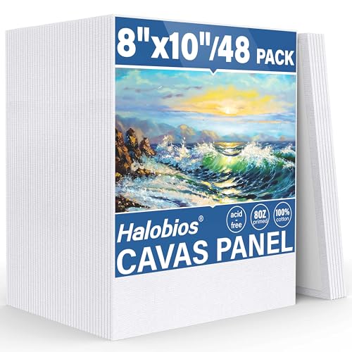 Canvas Boards for Painting 8x10 Inch, 48 Pack Blanck Canvas Panels Art Painting Supplies, 100% Cotton Primed Painting Supplies for Acrylic, Oil, Tempera & Watercolor Paint - size: 48 Pack - 8×10IN
