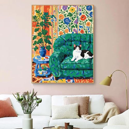 ZRIZQ Paint by Numbers Kit for Adults Beginner Animal,Cat,16x20 | Full set with wooden brushes,rolled canvas,rich paints.Calming activity.Beginner friendly.Just open and paint. - color: 16"X20"Rolled Canvas(Frameless)-Cat 2