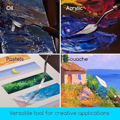 MEEDEN Artist Palette Painting Knife: 8.23" Flexible Stainless Steel Art Pallet Knife with Wooden Handle for Model, 3D Prints, Canvas Painting, #9 - style: #9