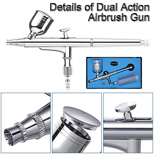 0.3mm Dual Action Airbrush Kit with 6/20/40CC Cups Paint Spray Gun