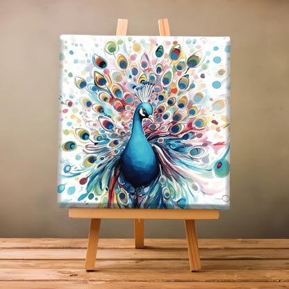 Natuyalo Paint by Numbers Kit for Adults Beginners, 12" Wx12 L Animal Painting by Numbers Kit on Canvas Acrylic Drawing Kits Ready to Stretch and Framed, Colourful Peacock - color: Color-05