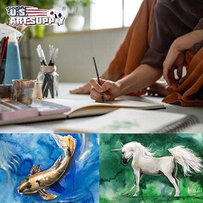 U.S. Art Supply 5.5" x 8.5" Watercolor Book (2 Pack, 76 Sheets Each) | 110lb (230 GSM) Linen-Bound Hardcover Artist Paper Pads - Acid-Free Cold-Pressed Watercolor Paper Pad Mixed Media - size: 5.5-x-8.5-inch