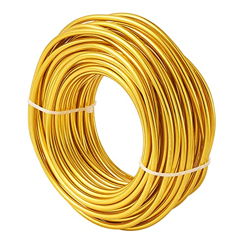 52 Feet 4mm Gold Aluminum Wire Bendable Metal Craft Wire for Beading Sculpting Jewelry Making - color: Round-Gold, size: 4mm
