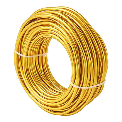 52 Feet 4mm Gold Aluminum Wire Bendable Metal Craft Wire for Beading Sculpting Jewelry Making - color: Round-Gold, size: 4mm