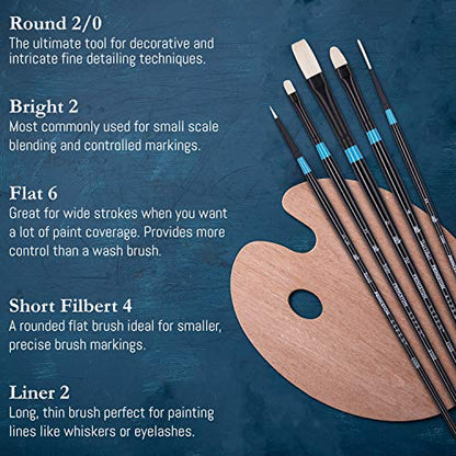 Princeton Aspen 6500 Series 5pc Professional Paint Brushes for Acrylic Painting - Synthetic Oil, Gouache, and Acrylic Paint Brushes Set - Filbert Striper Flat & Round Set of Art Brush | 5pc Synthetic Oil, Gouache, Watercolor and Acrylic Paint Brushes Set,
