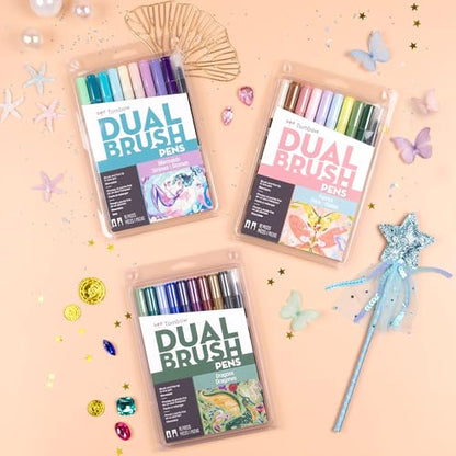 Tombow 56255 Dual Brush Pen Art Markers, Fairies, 10-Pack. Brush/Fine Tips