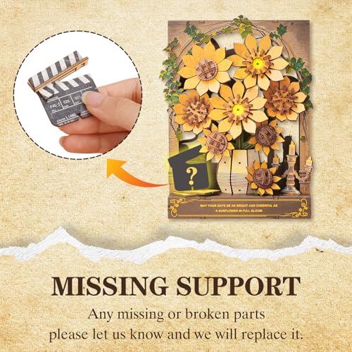 3D Puzzles for Adults Sunflower Bloom Wooden Bloom Craft with LED Light - color: Sunflower