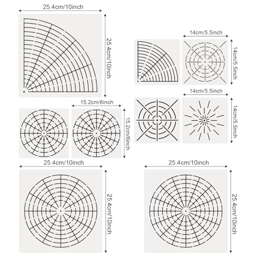 9 Pieces Mandala Dot Painting Tool Stencils Template Set, 8/12/16 Segment Creative Mandala Stencil Template for Rock Wood Canvas DIY Painting Art Projects
