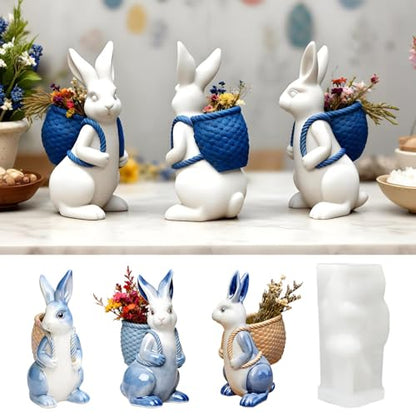 Rabbit Resin Silicone Molds 3D Small Animal molds for Epoxy Resin Casting Cute Bunny Backpack Candle Mold Home Decoration Easter DIY Crafts
