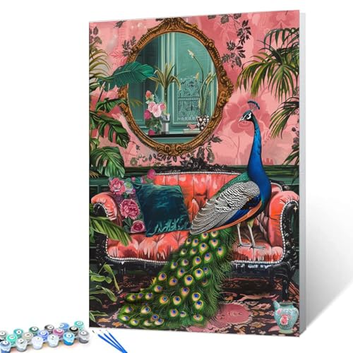 Jungle Wildlife Animals Paint by Numbers Kits Children,Bohemia Paint by Numbers Blossom Flowers Paint by Numbers Kits on Canvas for Home Wall Decor DIY Framed 16x20 Inch - color: Boho Animal-07, size: 16''x20''(DIY Frame)