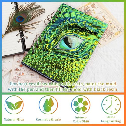 Matio Chameleon Mica Powder,10 * 5g Chrome Powder, 5 Pearlescent Effect | Color Shift Pigment & 5 Chameleon White Mica Pigment Set for Epoxy Resin,Soap Candle,Nail Art,Bath Bombs, Painting, Slime - color: 10 Colors Mix