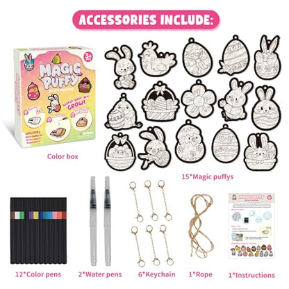 MZYTOZA Magic Foam Texture Painting Kit - 3D Art Craft Aqua Magic Puffs Paint Kit, 15 Mess-Free Paint by Number Craft for Kids (Double-Sided Aqua Magic Puffs Easter Bunny) - color: Double-sided Aqua Magic Puffs Easter Bunny
