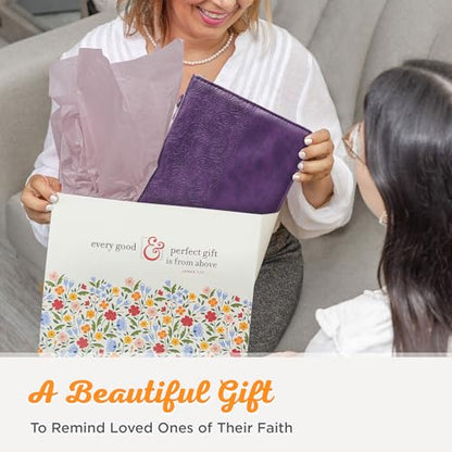 Christian Art Gifts Women's Fashion Bible Cover Faith Hebrews 11:1, Purple Paisley Faux Leather, Medium - size: Medium
