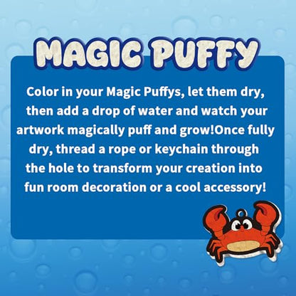 MZYTOZA Magic Foam Texture Painting Kit - 3D Art Craft Aqua Magic Puffs Paint Kit, 15 Mess-Free Paint by Number Craft for Kids（Marine Animals - color: Aqua Magic Puffs - Marine animals