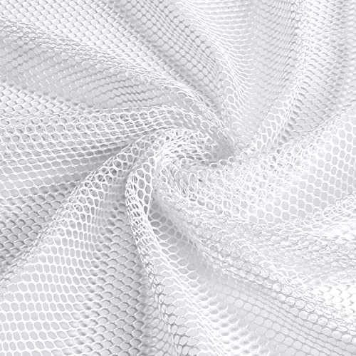 Pllieay 29.5 X 59 Inch White Mesh Fabric Slightly Stretchy | for Backpack Pocket and Straps, Netting Clothes, Netting Bag Shopping Bag - color: White