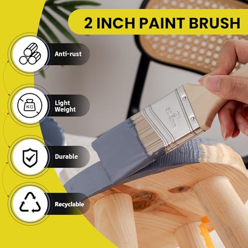 Mister Rui Angled Paint Brush 4 Pieces Set, with Paint Brush Comb Cleaner | Synthetic Paint Brush Roller Cleaner Tool 2" Short & Long Handle Paint Sash Brush for Commercial Grade Trim, Cabinet - size: 4PCS, 2" Short, 2", 2.5", Paint Comb
