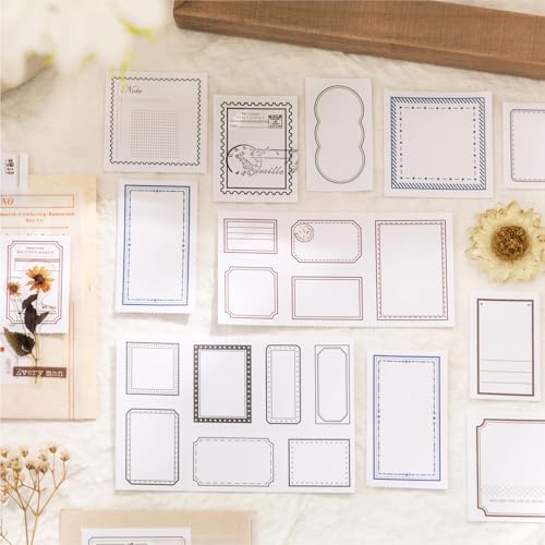 Alideco 180pcs Vintage Simple Label Border Scrapbooking Paper for Journaling Supplies, Decorative Craft Paper for Junk Journals (shenghuojiluzhe) - color: Shenghuojiluzhe