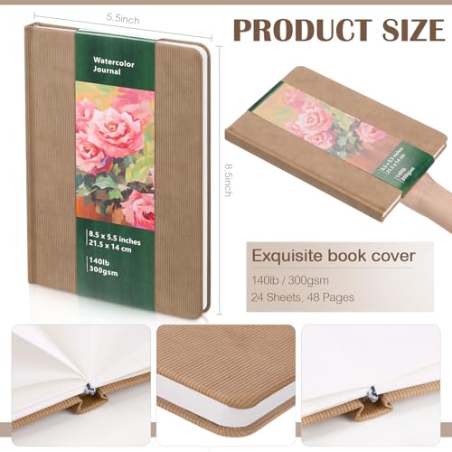 Dispowreath Suede Watercolor Sketchbook 24 Sheets 140lb Khaki - color: Khaki, style: Suede