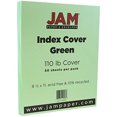 JAM PAPER Vellum Bristol 110lb Index Cardstock - 8.5 x 11 Coverstock - 241 gsm - Green - 50 Sheets/Pack - color: Green, size: 8.5" x 11"