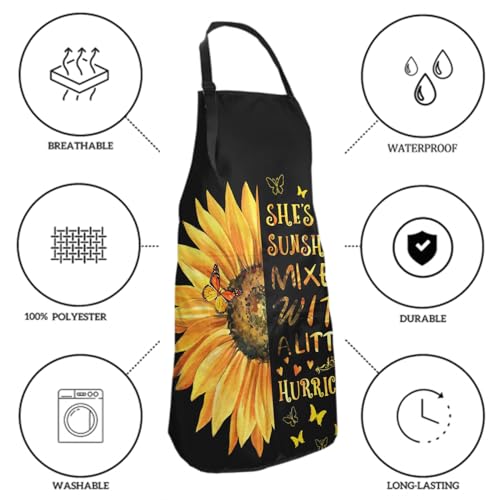 Giwawa Unisex Adult Apron Waterproof Stain Resistant Kitchen Cooking Apron with 2 Pockets for BBQ Grill Painting - color: Sunflower
