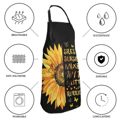 Giwawa Unisex Adult Apron Waterproof Stain Resistant Kitchen Cooking Apron with 2 Pockets for BBQ Grill Painting - color: Sunflower