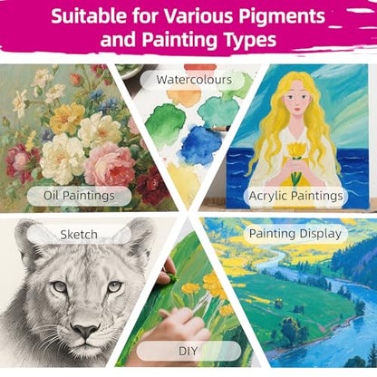 24-Pack 10cm (4") Mini Canvas for Kids, 100% Cotton Acid-Free Stretched Canvases with Easel for Painting, 5/8 Inch Profile 8 Ounce Shaped Canvas for Acrylics,Oils Paints, Perfect for Painting Party