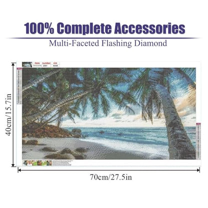 COHAYISY Large 5D Coconut Tree Beach Sunset Scenic Diamond Art Painting Kit for Adults, DIY Full Drill Crystal Rhinestone Arts and Crafts (15.7x27.5inch) - color: 25-45 Coconut Tree Beach