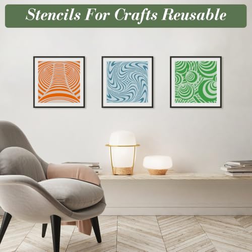 Geometric Texture Stencils for Crafts Reusable 16Pcs Stencils(5.9X5.9 inch) - color: Texture 25
