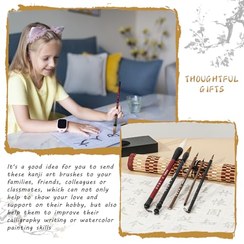 Chinese Calligraphy Brush Set with Roll-Up Bamboo Holder-13 Pieces
