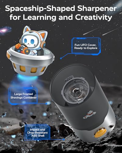 JUPITEARTH Electric Pencil Sharpener for Classroom, Auto in & Out, Black - color: Black