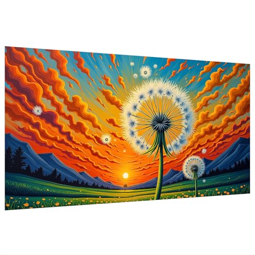 SparkGlow Large Landscape Diamond Art Kits for Adults, 27.5 X 15.7 Inch | Diamond Painting Dandelion Theme, Sunset Diamond Art Painting, Sparkling Diamond, Gifts, Home Decoration - color: Landscape 023
