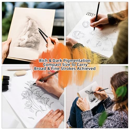 LIVHOLIC Woodless Graphite Drawing Pencils Set,6 Black Lead Pre-Sharpened 2H HB, 2B, 4B, 6B 8B Degrees Coloring Pencils, 50PK Blank Watercolor Card for Sketching,Writing,Shading