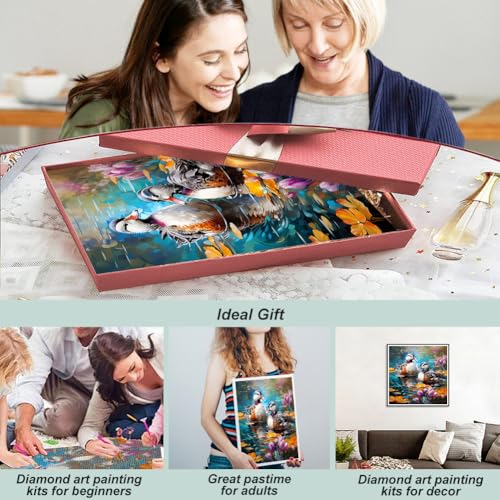 hill froeistung 5D Colorful Bird Diamond Art Painting Kits for Adults,Lake,Flower Diamond Art for Beginners, DIY Full Drill Mallard Duck Diamond Art Painting(12X12 inch) - color: HF-A024